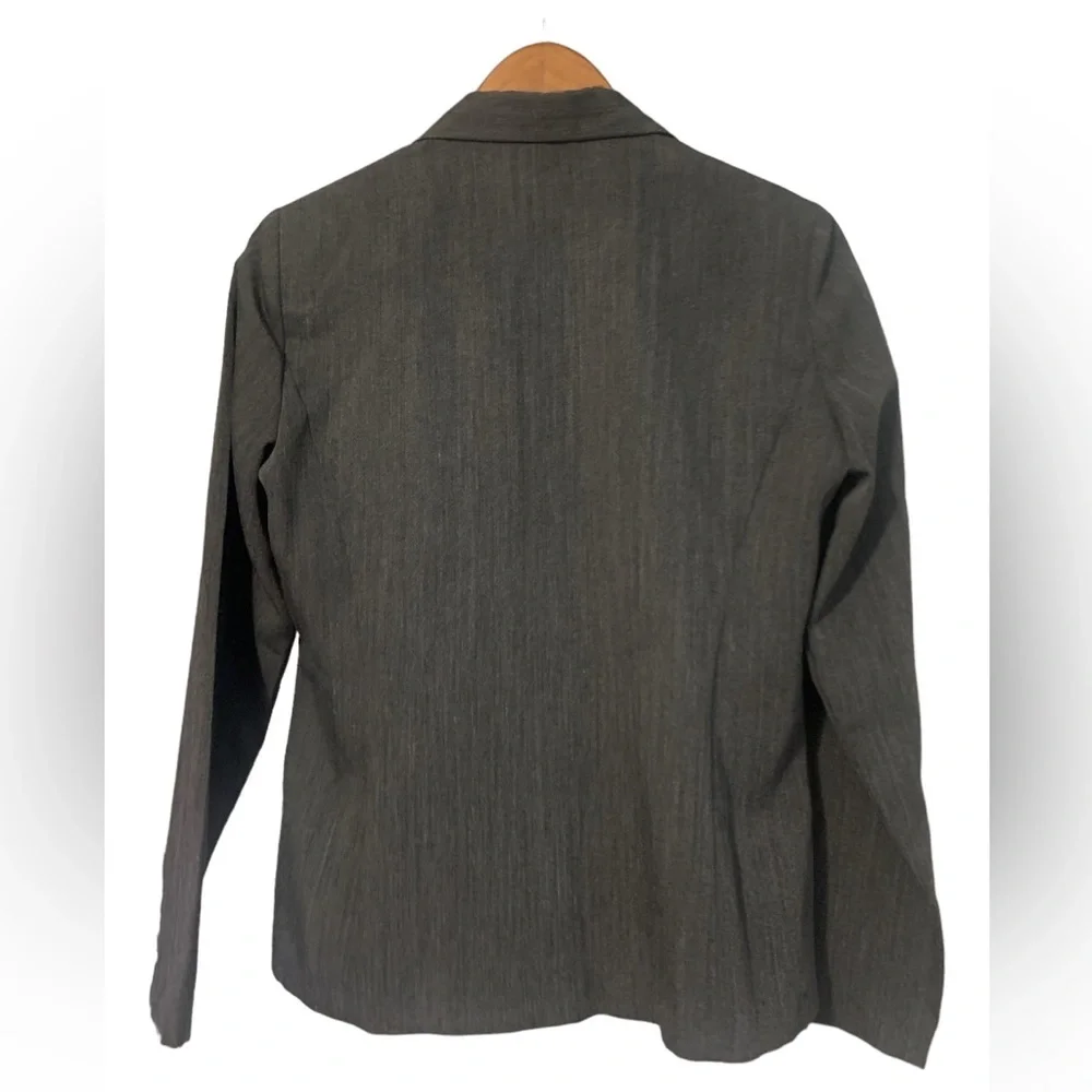 Vintage 2P Petite Sophisticate gray blazer with pockets & shoulder pads